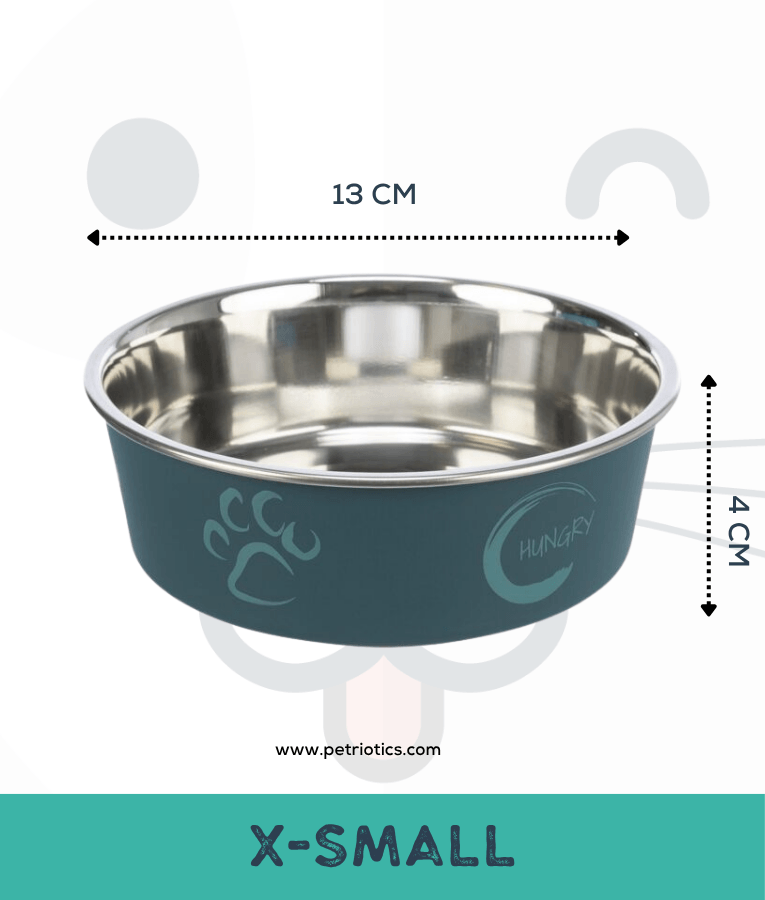 Trixie - Stainless Steel Bowl, Teal, plastic coating, rubber base, non-slip - XSmall, Small, Medium