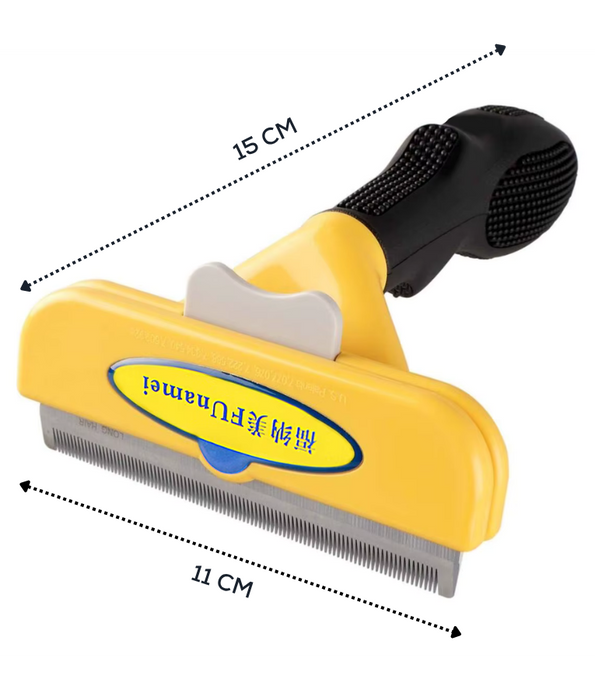 Funamei - Professional Deshedding Tool, Long Hair Designer, Reduces Shedding Up to 90% for Dogs - Medium & Large