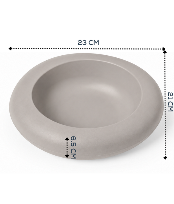 Imac - Ciottoli Pet Bowl, Light Grey Organic Shape with Non-Slip Rubber Feet, 0.6L Food & Water Bowl for Cats & Dogs - 23x21x6.5cm