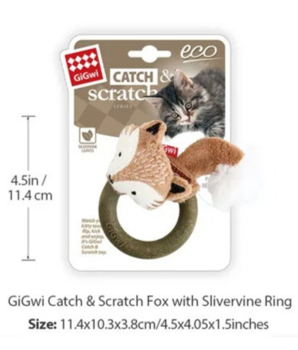 GiGwi Fox Catch & Scratch Eco line with Slivervine Ring