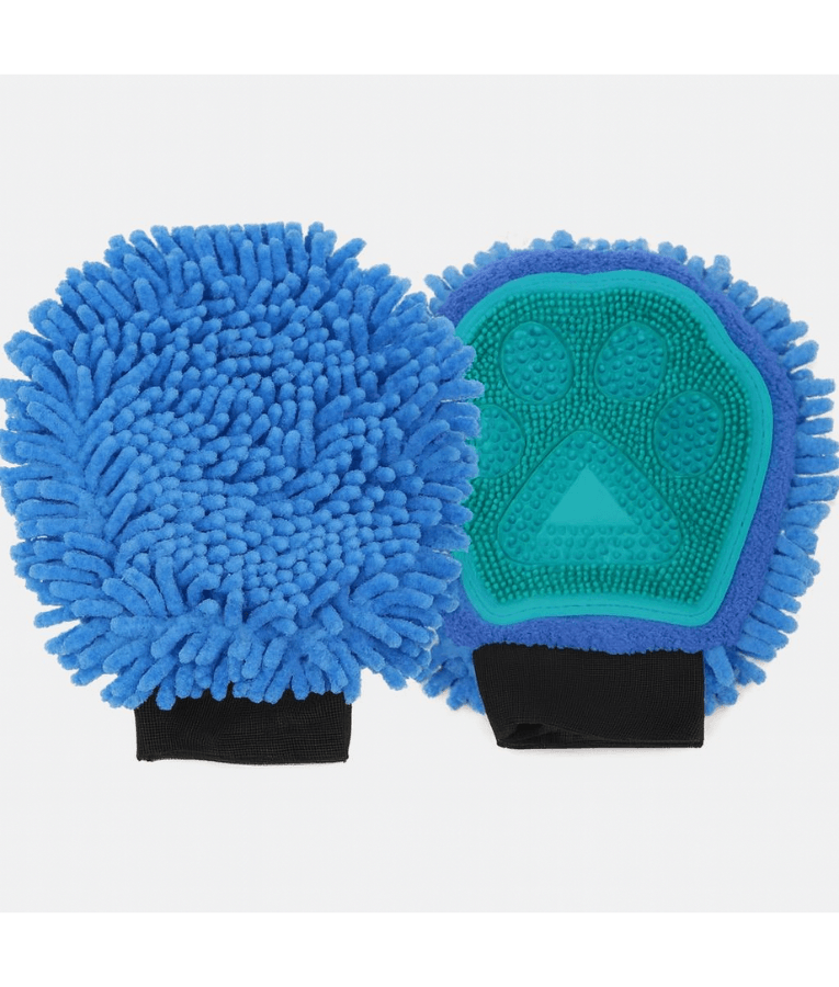 Pawise - 2-in-1 Grooming Glove, Silicone Brush & Microfiber Cleaning Mitt for Dogs & Cats