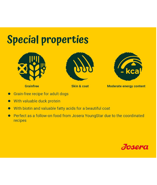 Josera - Duck & Potato, Grain-Free, Immune Support, Moderate Energy, Adult Dry Dog Food - 12.5kg