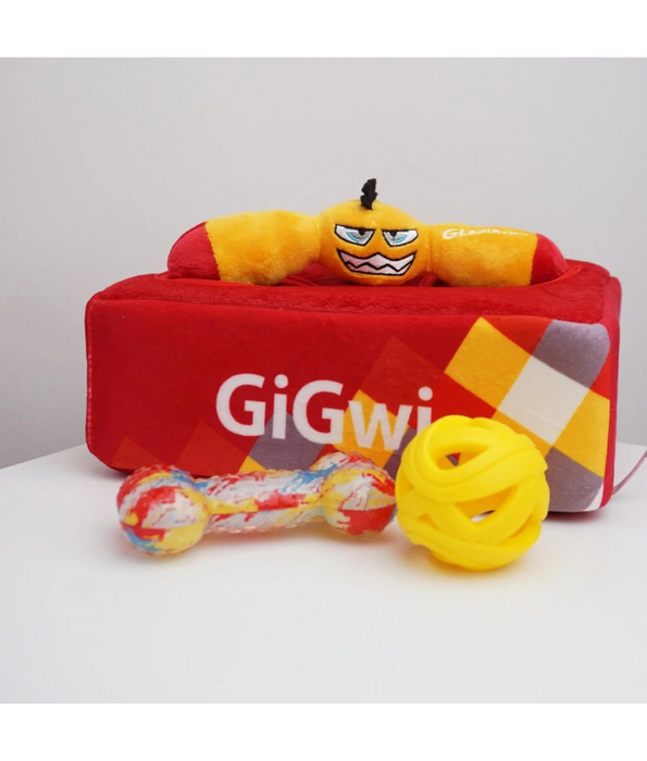 GiGwi – Hide N' Seek G-Box Interactive Dog Puzzle Toy – Plush Squeaky & Crinkly Toys, Treat Hiding Game, Stimulates Hunting Instincts, Reduces Boredom & Promotes Problem-Solving