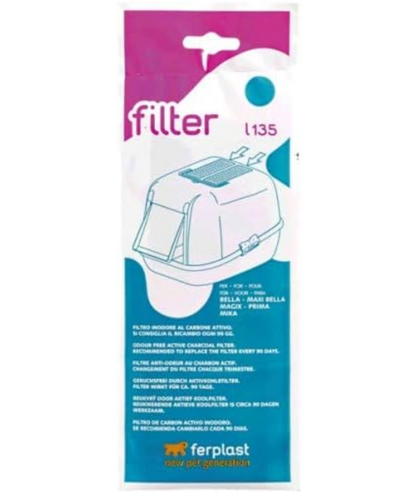 Ferplast Carbon Cat Litter Filter – Odor Control Replacement – Pack of 2 - 20 x 70 cm, 90-Day Use