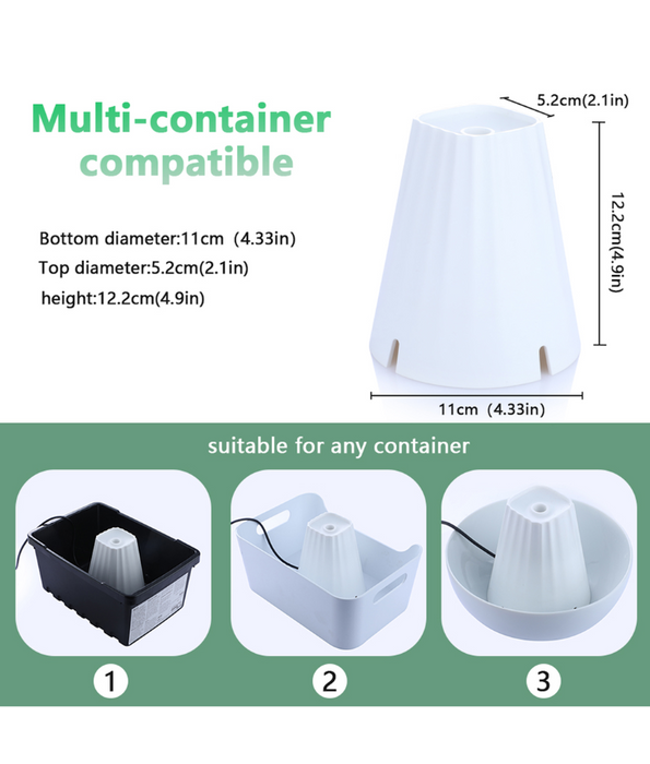FocusPet - Small Cat & Dog Water Fountain – USB-Powered, Quiet Flow, Portable Design – 11x11x12.2 cm