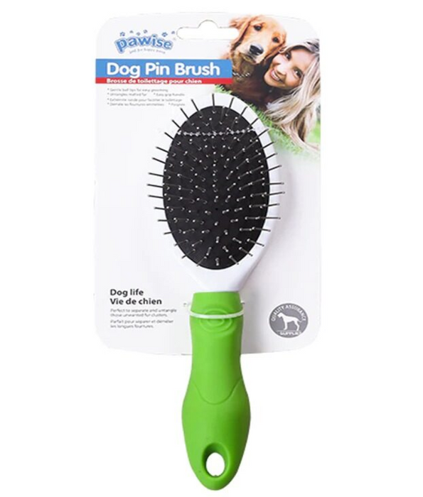 Pawise - Dog Pin Brush - Ball Tip Grooming Tool with Rubber Grip