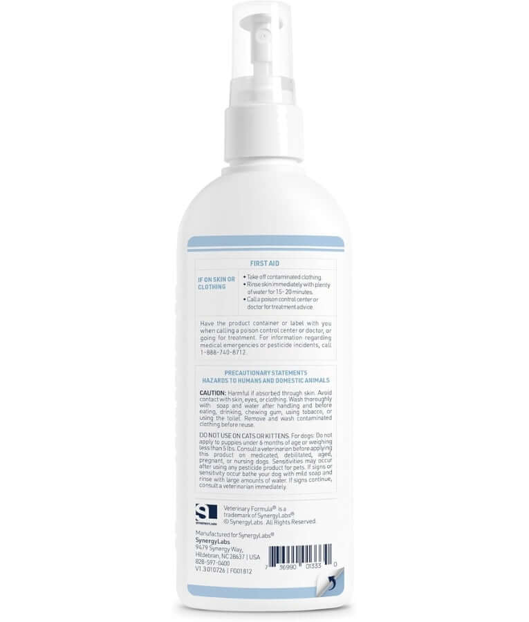 Synergy Labs - Veterinary Formula, Clinical Care, Flea & Tick Spray With Nylar Insect Growth Regulator, Kills on Contact, For Dogs - 236.6 ml