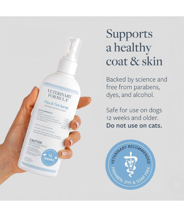 Synergy Labs - Veterinary Formula, Flea & Tick Spray With Nylar Insect Growth Regulator, Kills on Contact, For Dogs - 236.6 ml