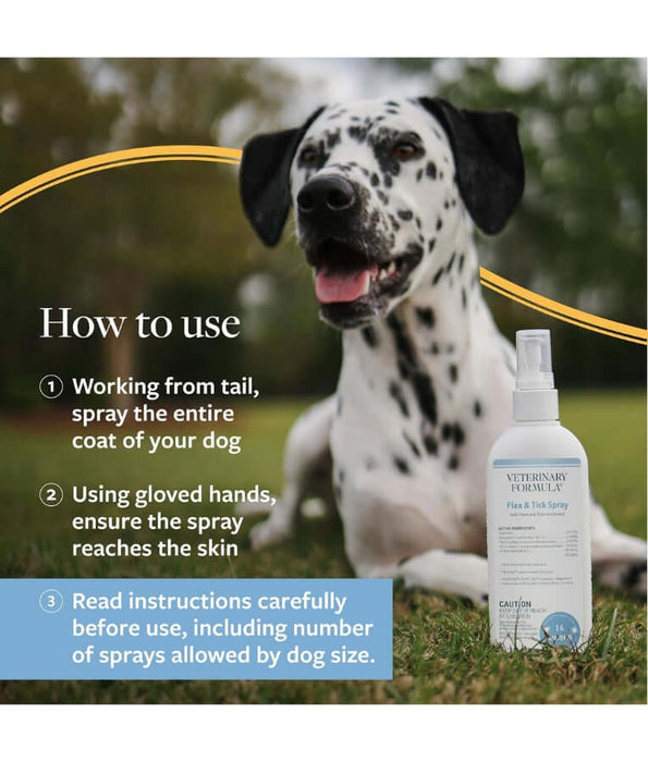 Synergy Labs - Veterinary Formula, Flea & Tick Spray With Nylar Insect Growth Regulator, Kills on Contact, For Dogs - 236.6 ml