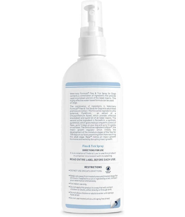 Synergy Labs - Veterinary Formula, Flea & Tick Spray With Nylar Insect Growth Regulator, Kills on Contact, For Dogs - 236.6 ml