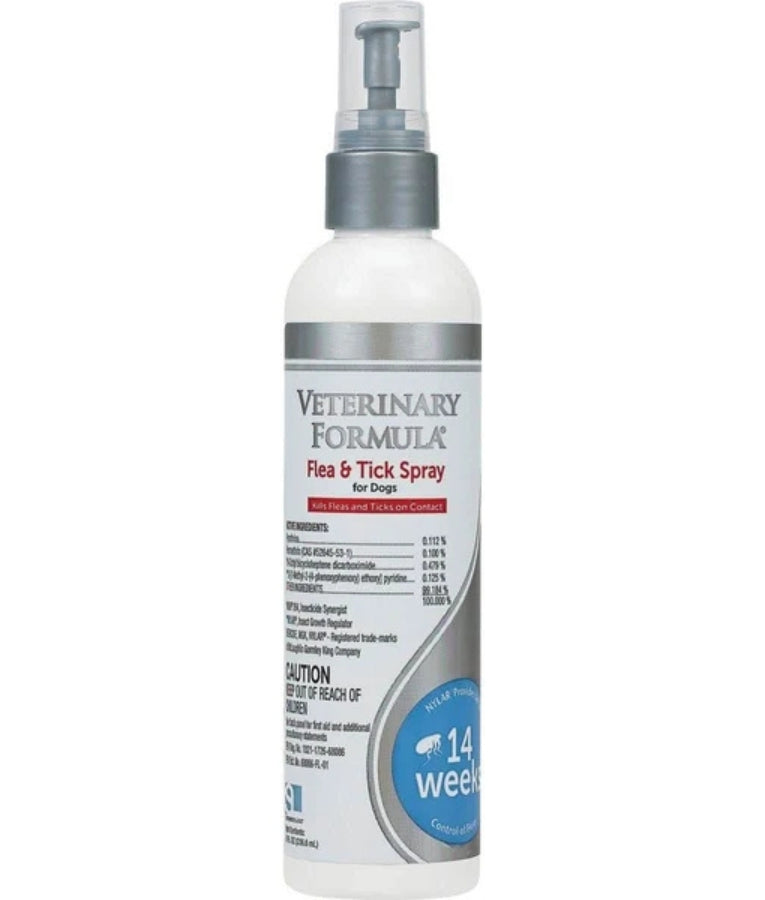 Synergy Labs - Veterinary Formula, Clinical Care, Flea & Tick Spray With Nylar Insect Growth Regulator, Kills on Contact, For Dogs - 236.6 ml