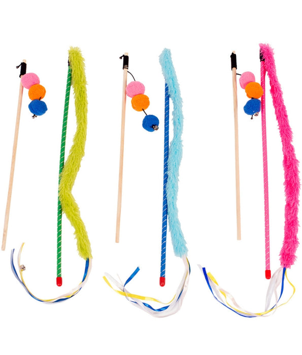 Duvo Plus - Playing Rod Set, Plush Tail & Balls, Set of 2, Random Color
