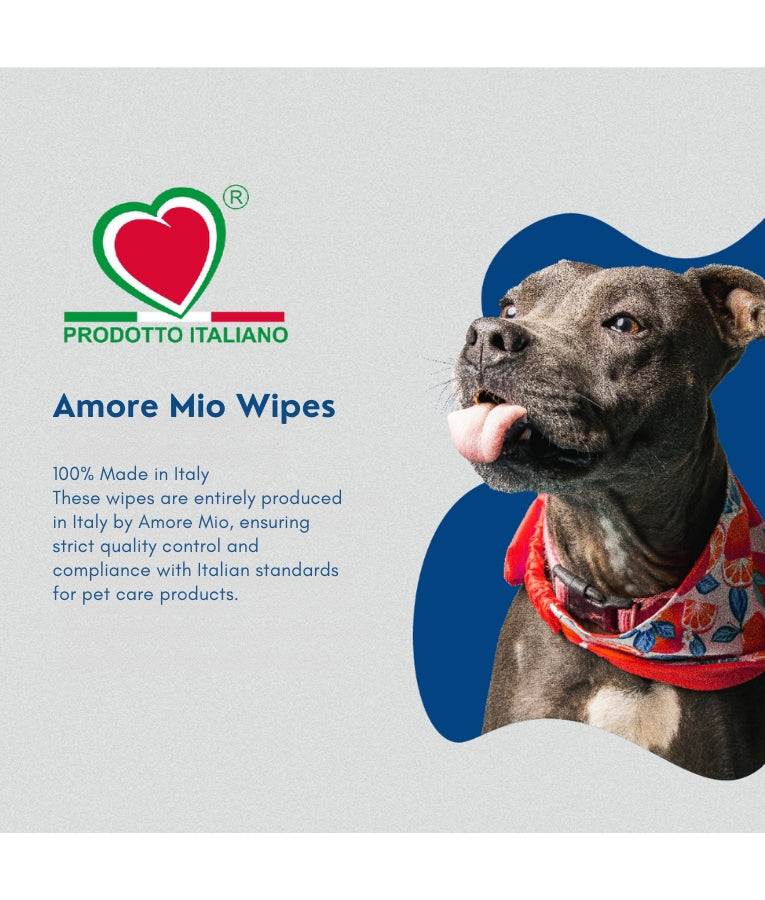Amore Mio - Delicate Cleansing Wipes, 99% Water Formula With Witch Hazel Extract, Unscented, For Dogs & Cats - 40 Sheets