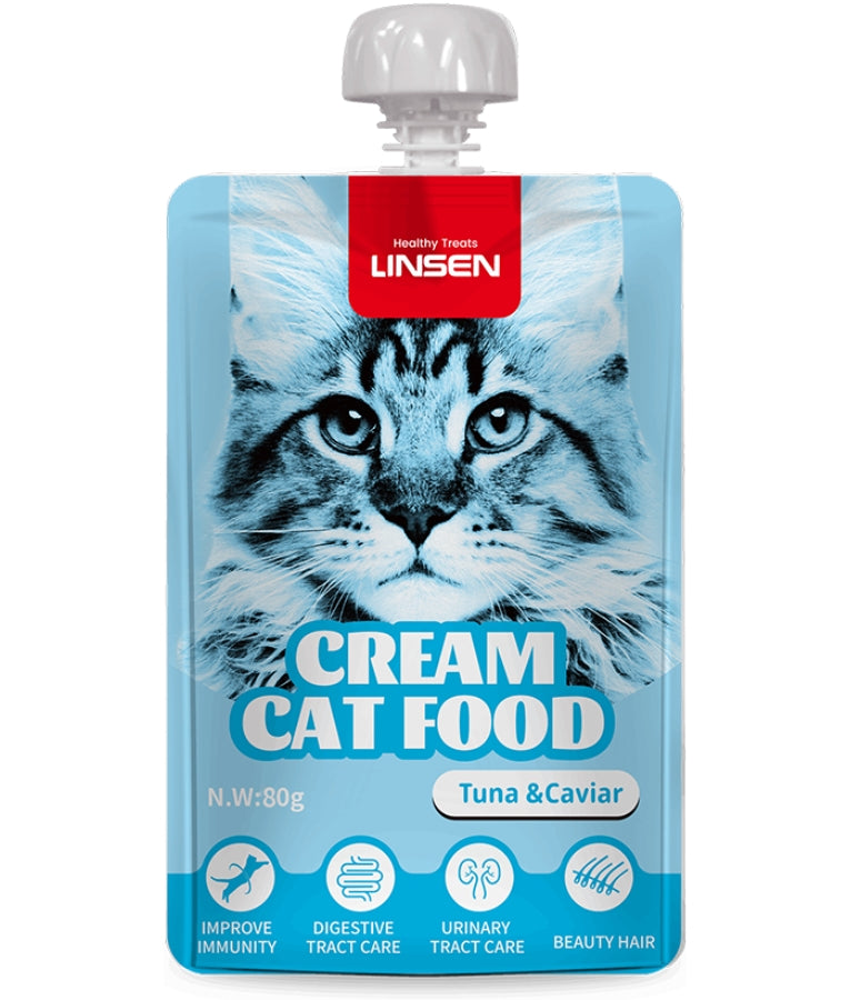 Linsen - Creamy Treat With Tuna & Caviar, Digestive Support, Cat Treats - 80g