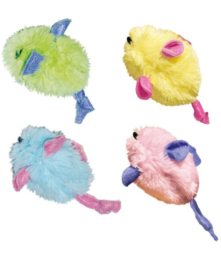 Kong - Cat Kitten Mouse Toy, Soft Plush With Catnip & Crinkle Sound, For Cats - Pack of 2 (4x1x6cm each)