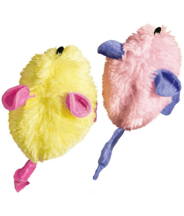Kong - Cat Kitten Mouse Toy, Soft Plush With Catnip & Crinkle Sound, For Cats - Pack of 2 (4x1x6cm each)