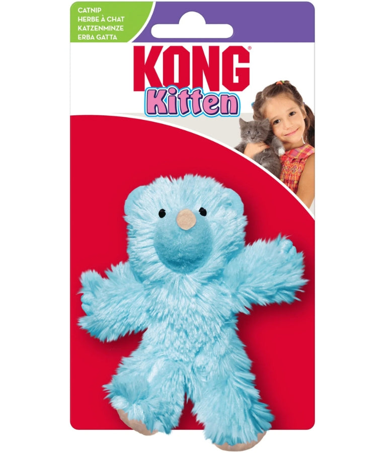 Kong - Catnip Kitten Teddy Bear, Soft Plush With Crinkle Sound, Pink or Blue, For Cats - 12x10x4cm