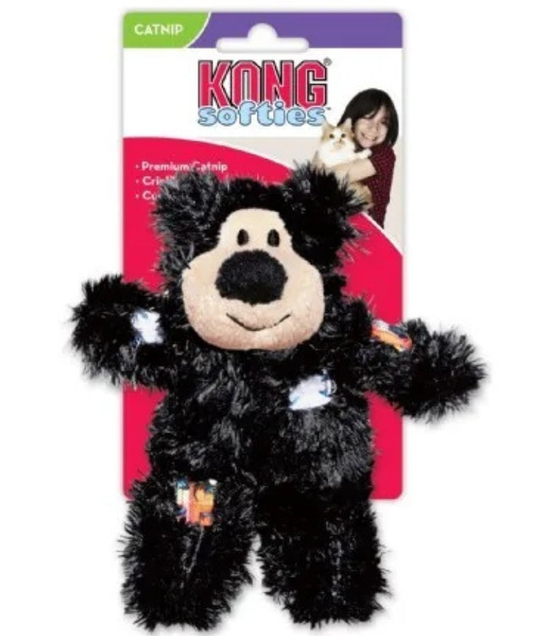 Kong - Cat Softies Patchwork Bear, Catnip-Filled Plush With Crinkle Sound, For Cats - 13x8x5cm