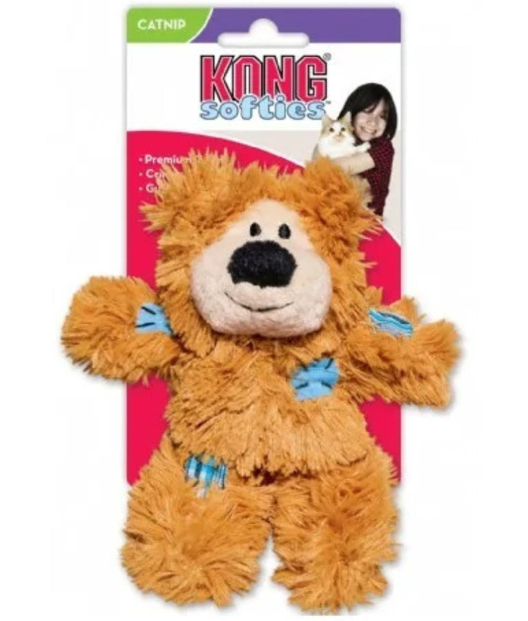 Kong - Cat Softies Patchwork Bear, Catnip-Filled Plush With Crinkle Sound, For Cats - 13x8x5cm