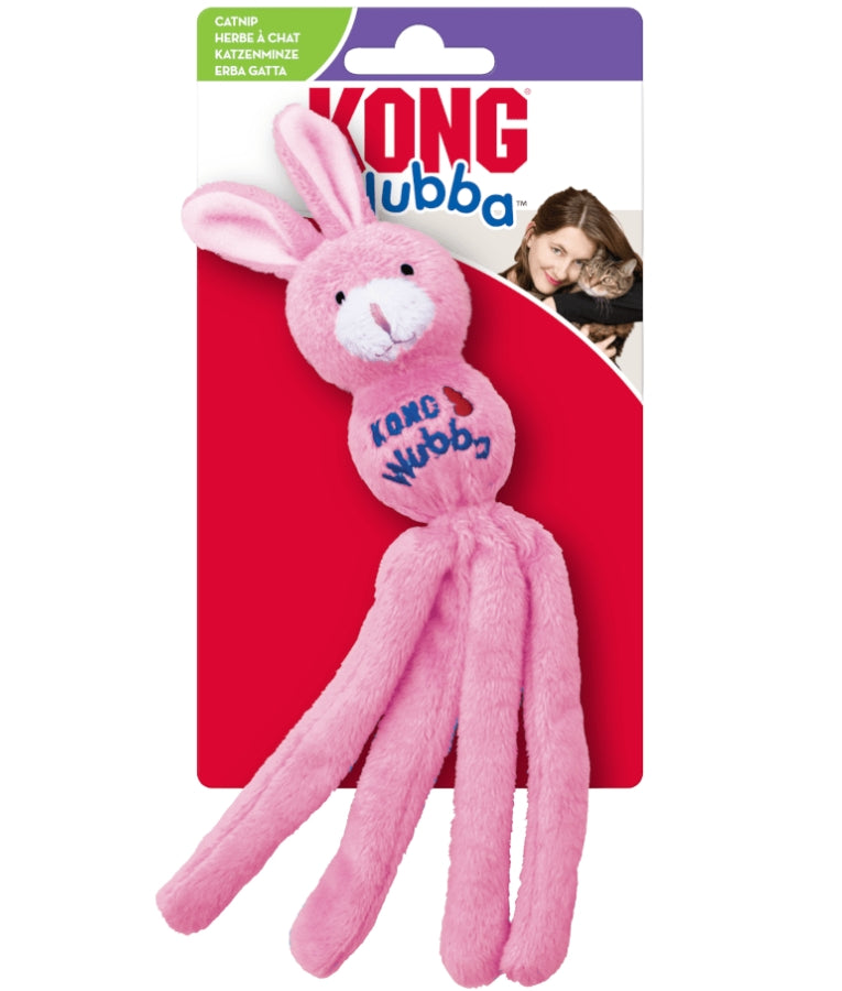 Kong - Wubba Cat Rabbit, Crinkly Tails With Catnip & Squeaker, For Cats - 21x4x4cm