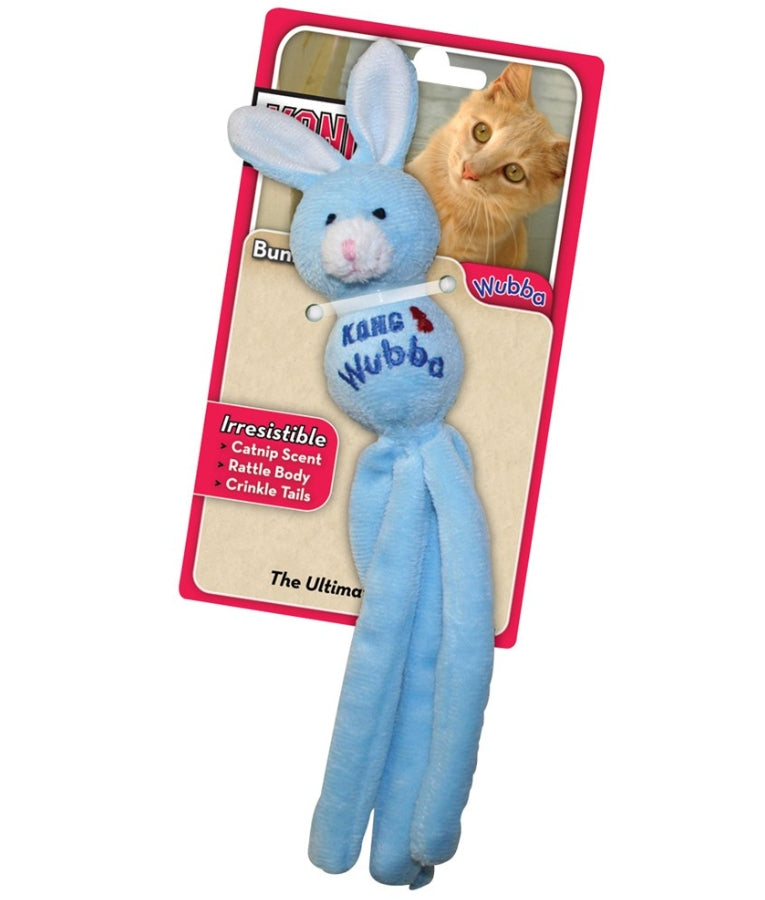 Kong - Wubba Cat Rabbit, Crinkly Tails With Catnip & Squeaker, For Cats - 21x4x4cm