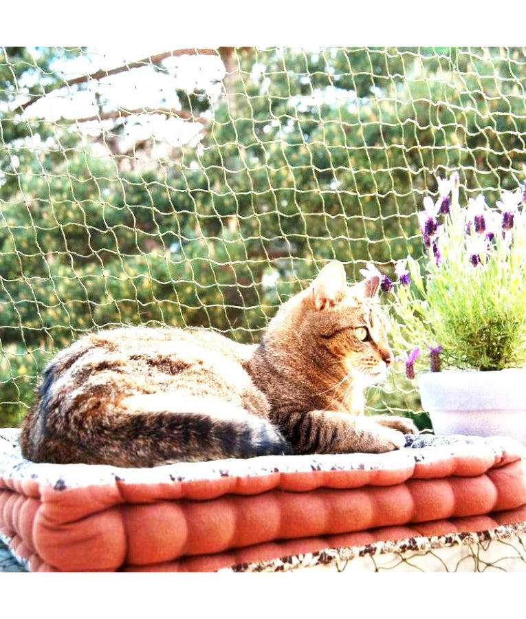 Pawise - Cat Safety Net, Balcony & Window Net With 3x3cm Mesh, For Cats - Olive Green - 6x3m