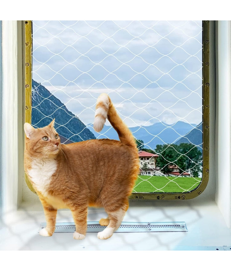 Pawise - Cat Safety Net, Balcony & Window Net With 3x3cm Mesh, For Cats - Olive Green - 6x3m