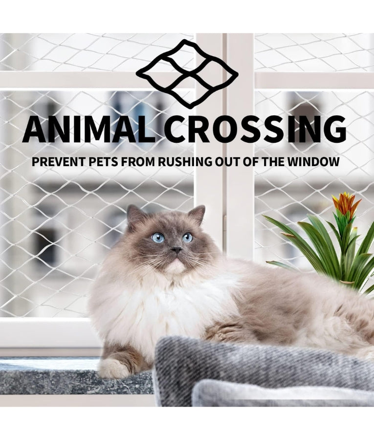 Pawise - Cat Safety Net, Balcony & Window Net With 3x3cm Mesh, For Cats - Olive Green - 6x3m