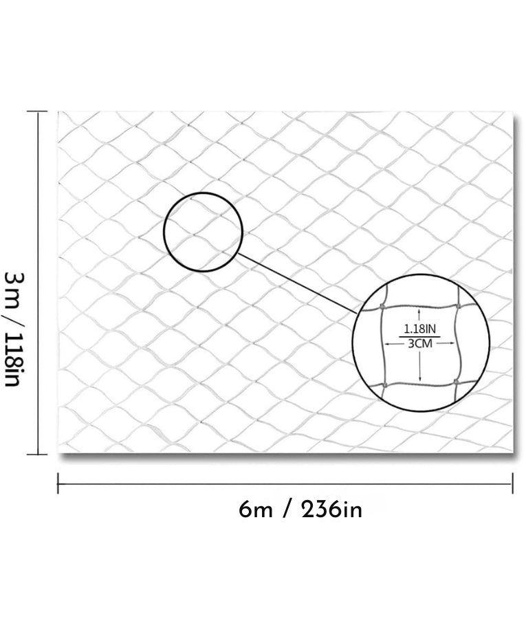 Pawise - Cat Safety Net, Balcony & Window Net With 3x3cm Mesh, For Cats - Olive Green - 6x3m
