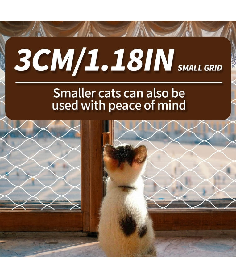 Pawise - Cat Safety Net, Balcony & Window Net With 3x3cm Mesh, For Cats - Olive Green - 6x3m