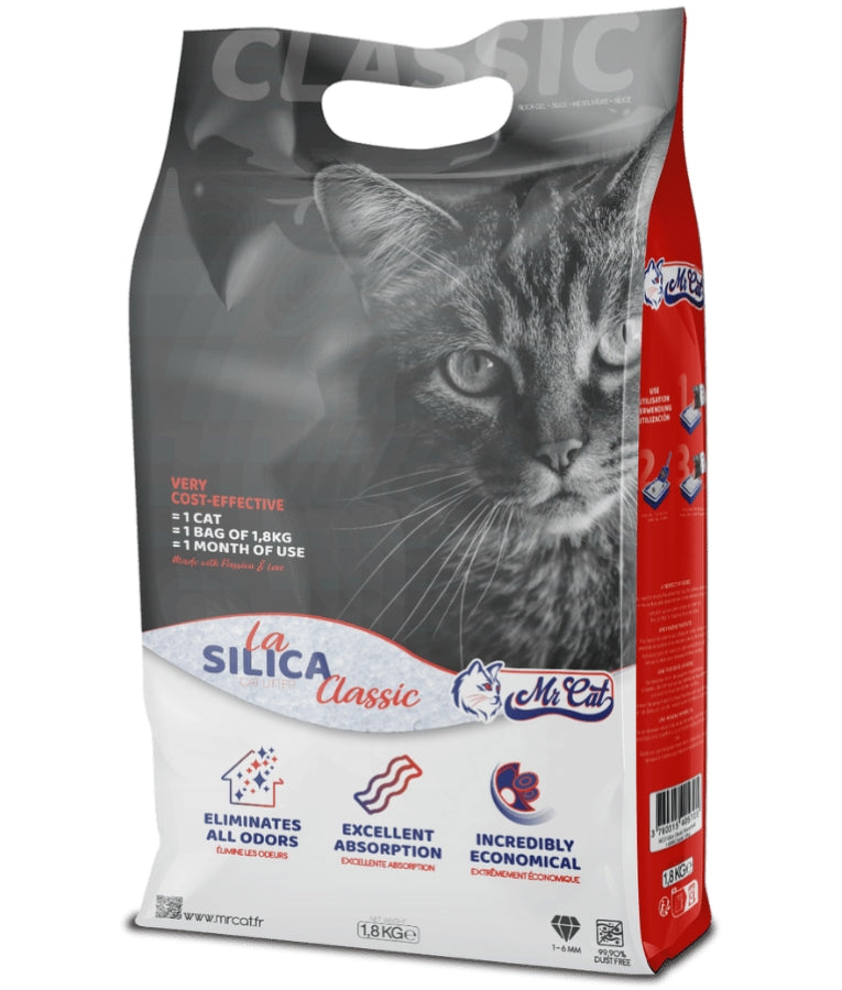 Mr. Cat - La Silica Classic Unscented Cat Litter, Silica Crystal With 99.7% Dust-Free Formula, For Cats - 10L (1.5kg)