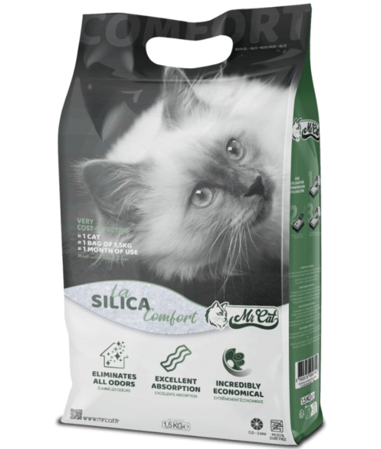 Mr. Cat - La Silica Comfort Unscented Cat Litter, Ultra-Fine Silica Crystal With 99.7% Dust-Free Formula, For Cats - 10L (1.5kg)
