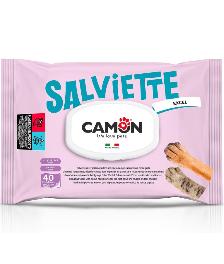 Camon - Salviette Cleansing Pet Wipes - Excel Scent Wipes - 40 Sheets