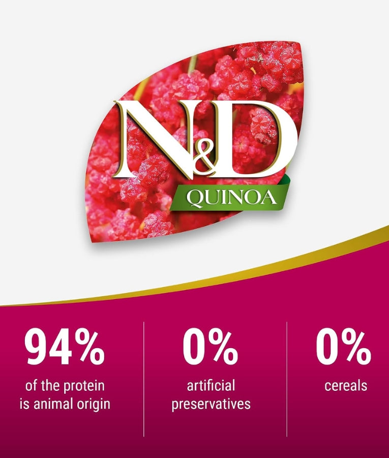 Farmina - N&D Quinoa Urinary Duck, Cranberry & Chamomile, Grain-Free, Adult Dry Cat Food - 1.5kg