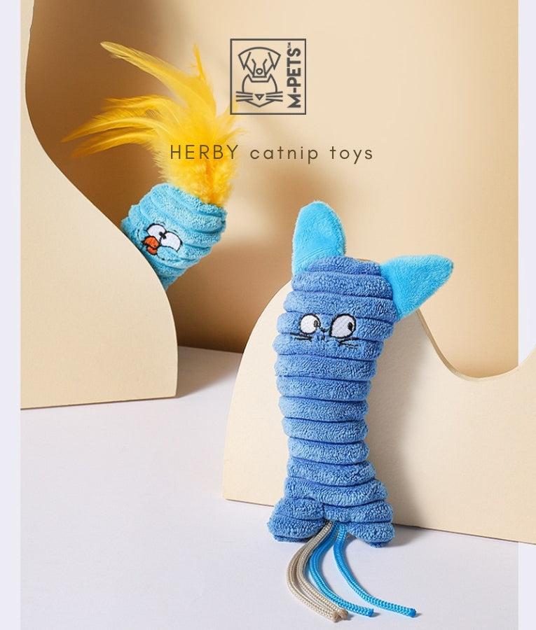 M-Pets - Herby Catnip Toy, Plush Cat-Shaped Design With Catnip Filling, For Cats - 10 x 7 x 1.5 cm