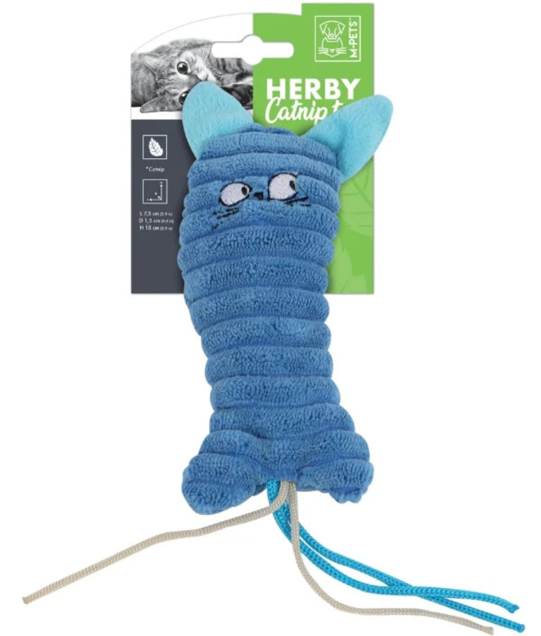 M-Pets - Herby Catnip Toy, Plush Cat-Shaped Design With Catnip Filling, For Cats - 10 x 7 x 1.5 cm