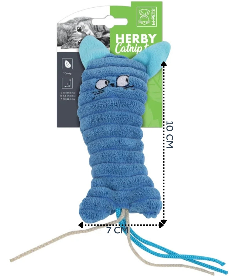 M-Pets - Herby Catnip Toy, Plush Cat-Shaped Design With Catnip Filling, For Cats - 10 x 7 x 1.5 cm