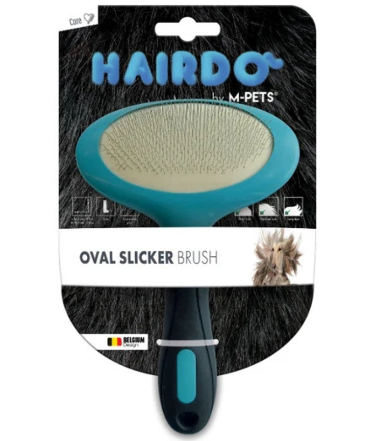 M-Pets - Hairdo Oval Slicker Brush, Ergonomic Detangling Design, For Dogs & Cats - S - L