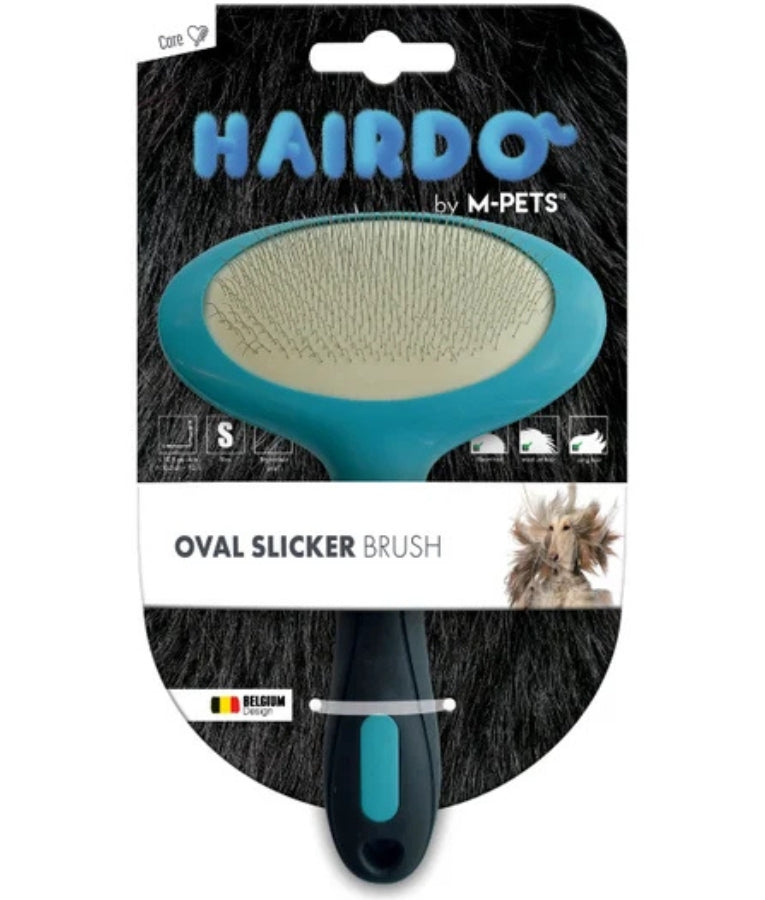 M-Pets - Hairdo Oval Slicker Brush, Ergonomic Detangling Design, For Dogs & Cats - S - L