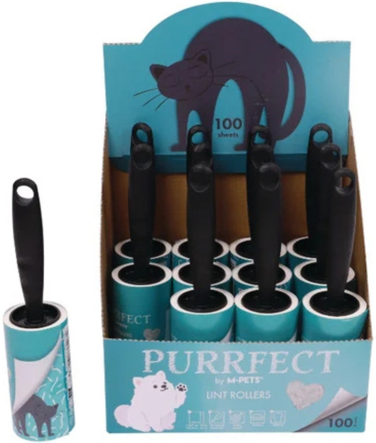 M-Pets - Purrfect Lint Roller, Removes Pet Hair From Furniture & Clothing, For Dogs & Cats - 100 Sheets Each