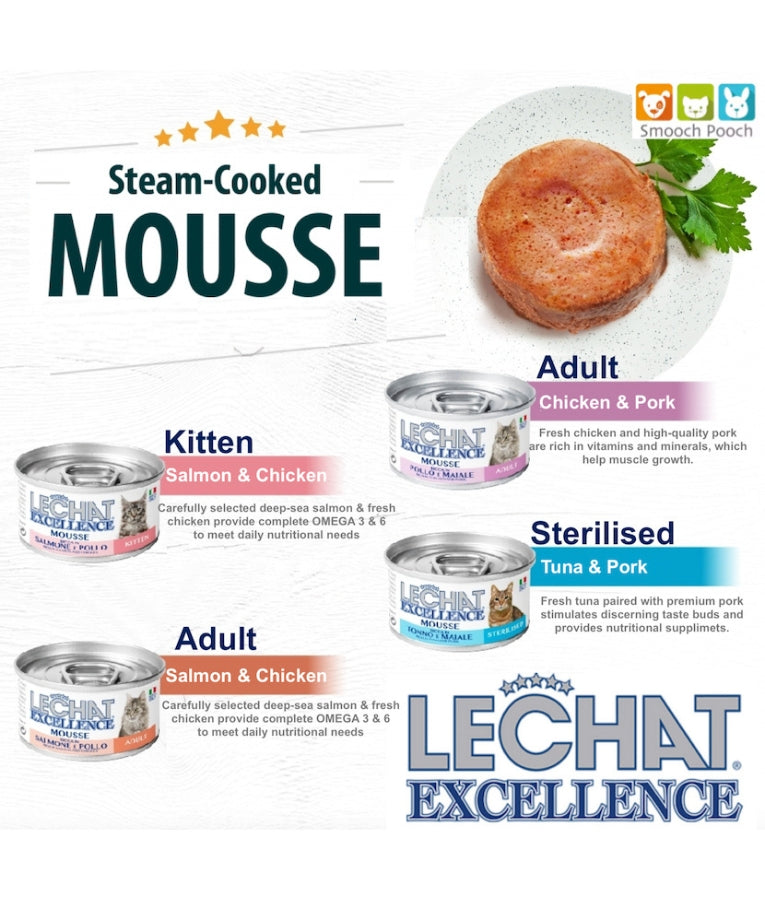 LeChat Excellence - Mousse Rich in Chicken & Liver, Grain-Free, Sterilised, Adult Wet Cat Food - 85g