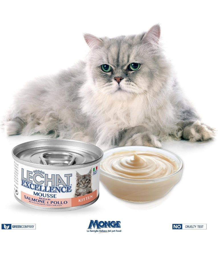 LeChat Excellence - Mousse Rich in Salmon and Chicken, Grain-Free, Kitten Wet Food - 85g