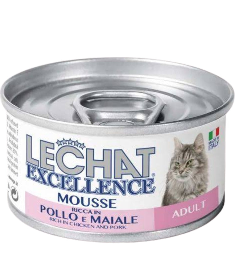 LeChat Excellence - Mousse Rich in Chicken and Pork, Grain-Free, Adult Wet Cat Food - 85g