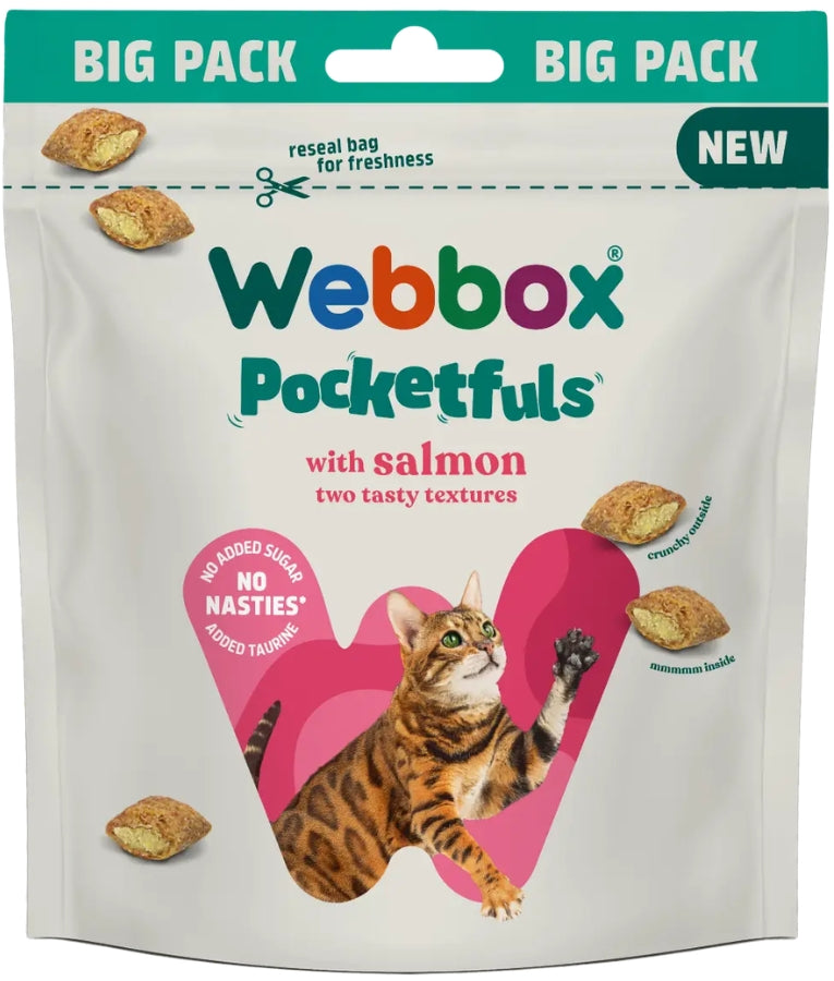 Webbox - Pocketfuls With Salmon, Crunchy Filled Treats, All Life Stages, For Cats - 60g - 200g