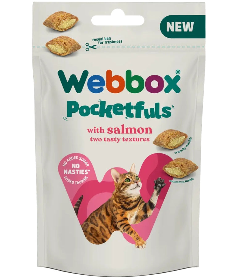 Webbox - Pocketfuls With Salmon, Crunchy Filled Treats, All Life Stages, For Cats - 60g - 200g