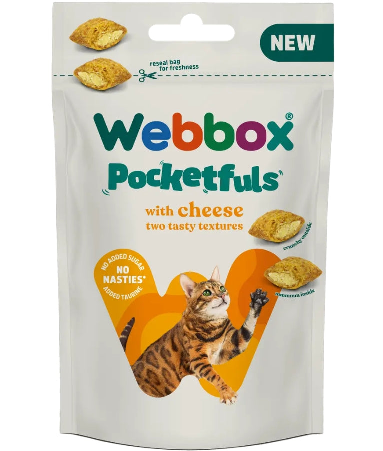Webbox - Pocketfuls With Cheese, Crunchy Filled Treats, All Life Stages, For Cats - 60g - 200g