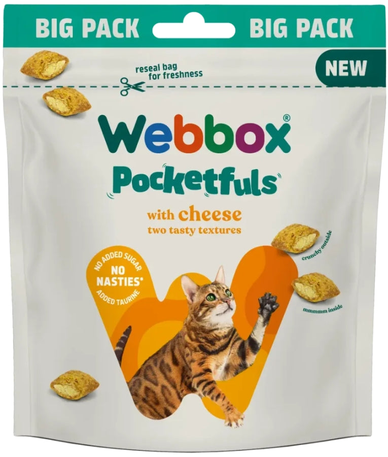 Webbox - Pocketfuls With Cheese, Crunchy Filled Treats, All Life Stages, For Cats - 60g - 200g