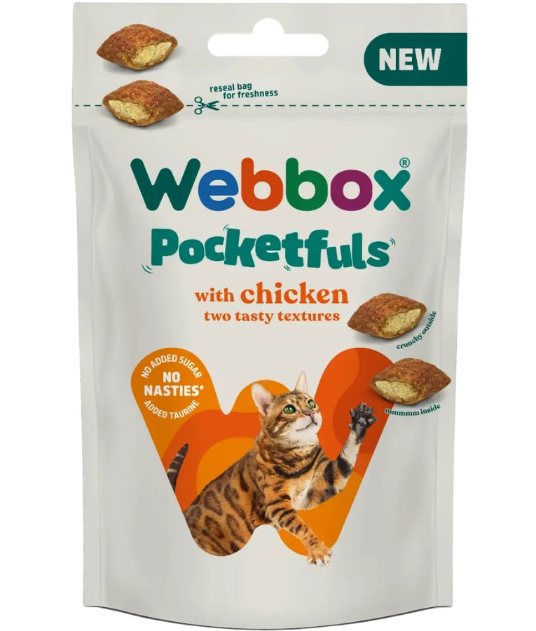 Webbox - Pocketfuls With Chicken, Crunchy Filled Treats, All Life Stages, For Cats - 60g - 200g