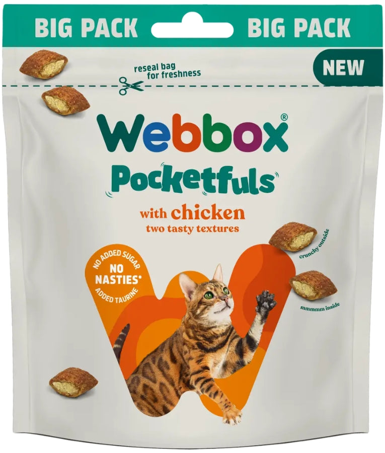 Webbox - Pocketfuls With Chicken, Crunchy Filled Treats, All Life Stages, For Cats - 60g - 200g