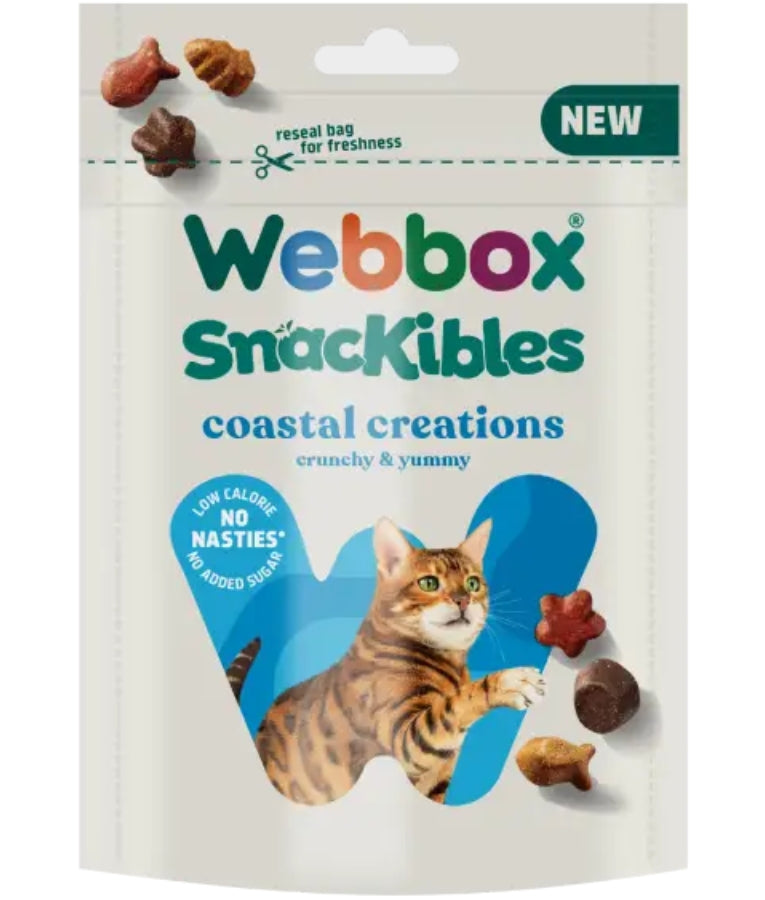 Webbox - Snackibles Coastal Creations, Crunchy Baked Treats With Fish Oil & Salmon, All Life Stages, For Cats - 85g